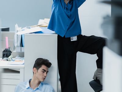 Office worker taking a break for stretching